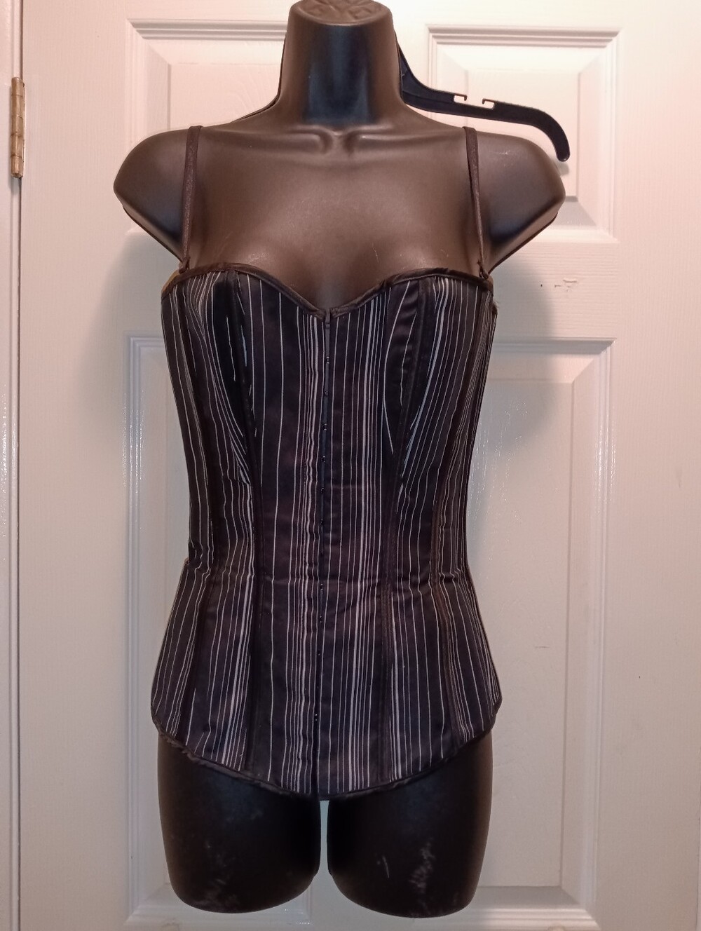 Black Pinstripe Bustier Top - Womens